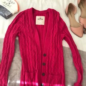 Hollister hot pink cardigan